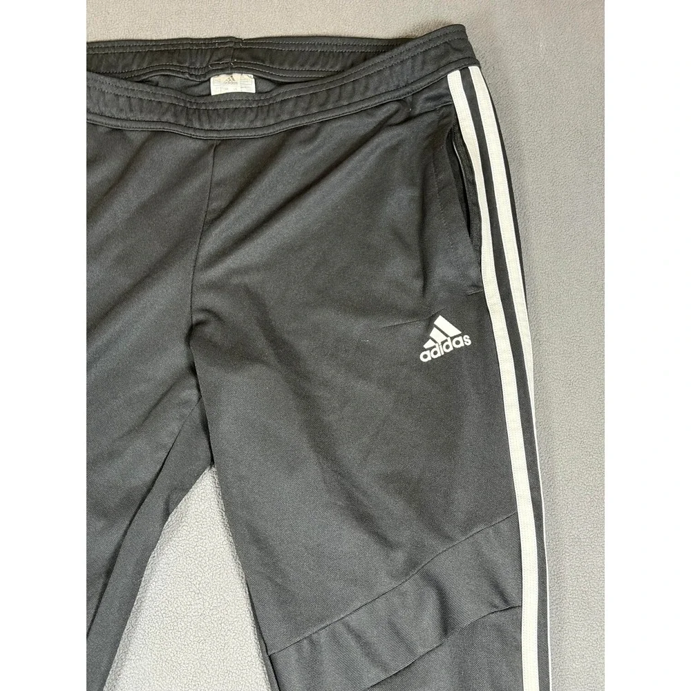 Adidas Track Pants Mens Medium Black White 3-Stripe Athletic Tapered Joggers